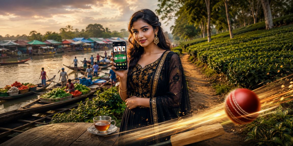 বরিশালের চা বাগানের পাশে ক্রিকেট বেটিং বিশ্লেষণ করছেন একজন সদস্য