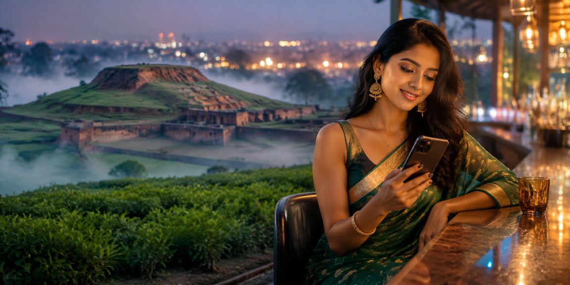 বগুড়ায় চা বাগানের পাশে মোবাইলে বেটিং অ্যাপ ব্যবহার করছেন একজন ব্যবহারকারী